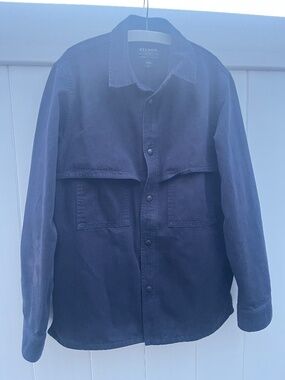 Filson Mens Size Medium Navy Blue 100% Cotton Herringbone Shirt Jacket